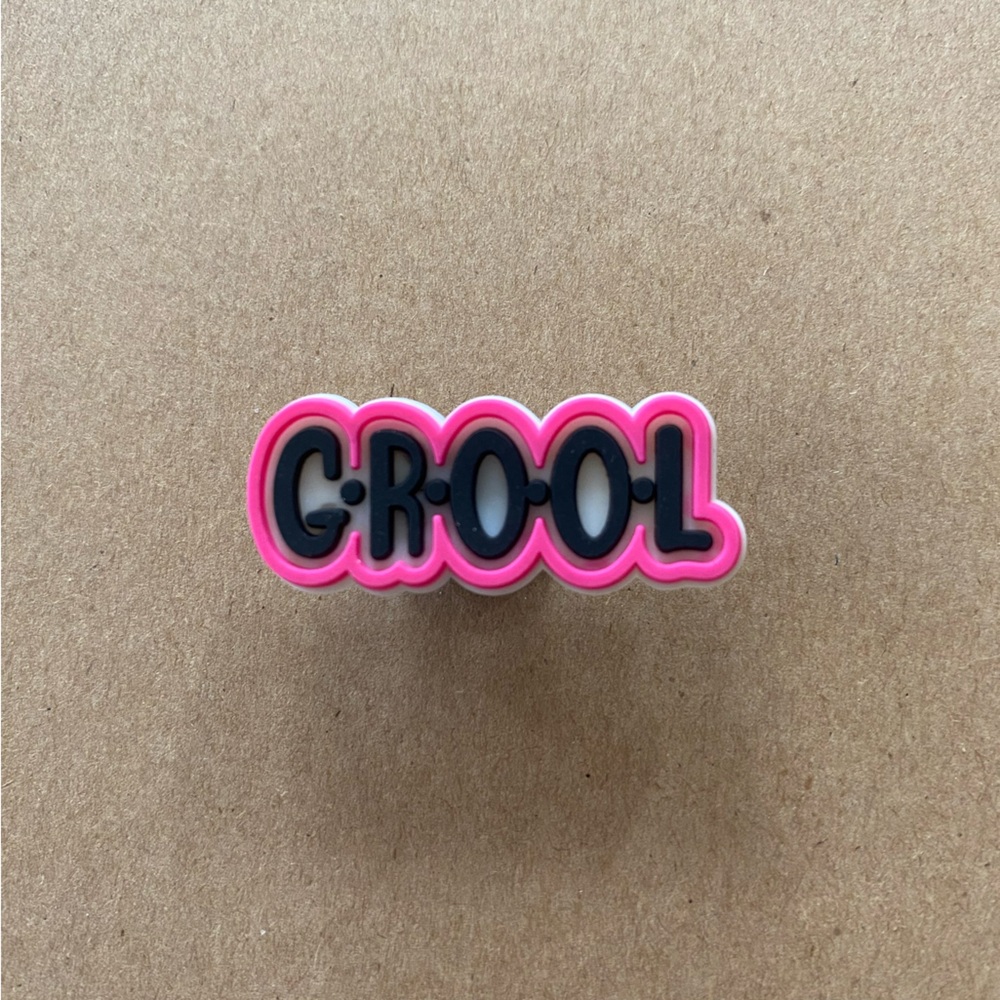π6/$12π Pink and Black 'Grool' Mean Girls Shoe Charm, Croc Charm